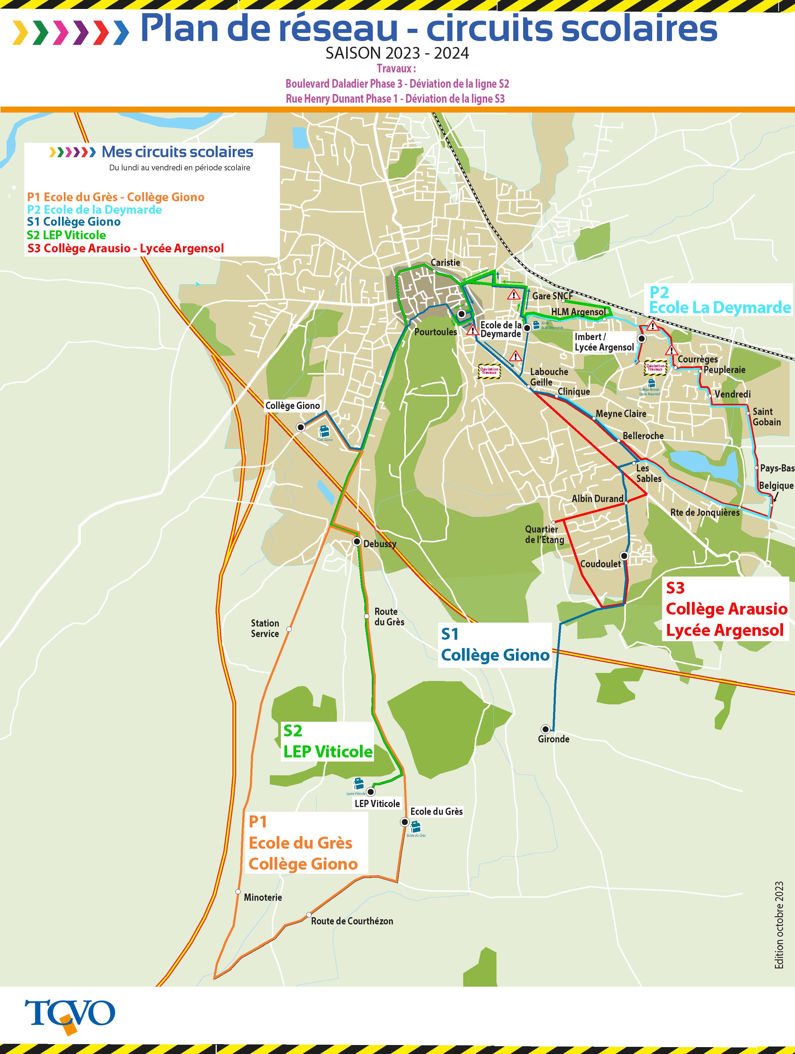 « }sklGarj\\f@ Pour tous renseignements sur les lignes, les tarifs, les abonnements Agence Commerciale TCVO 201 cours Pourtoules – 84100 ORANGE Tél. : 04.90.34.15.59 Horaires d’ouverture lundi / mardi /
Horaires TCVO Bus TCVO S2
![Plans des lignes - TCVO